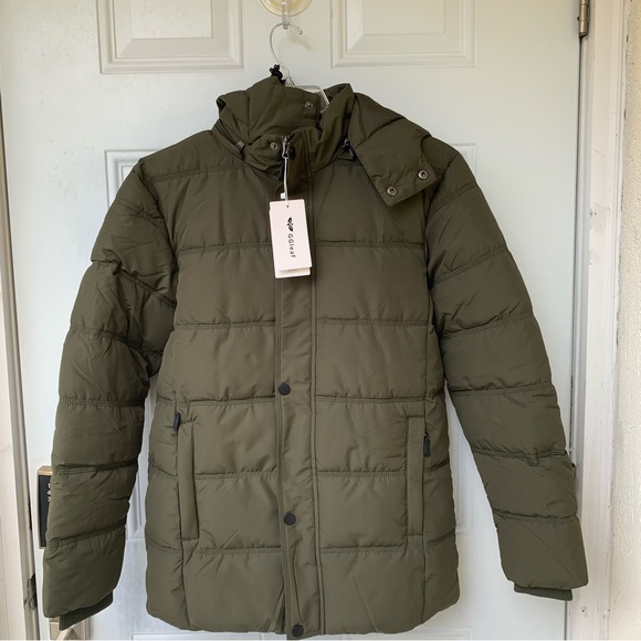 GG LEAF! Puffer Army Green Jacket. Detachable hood. Water resistant oute… - Picture 3 of 12